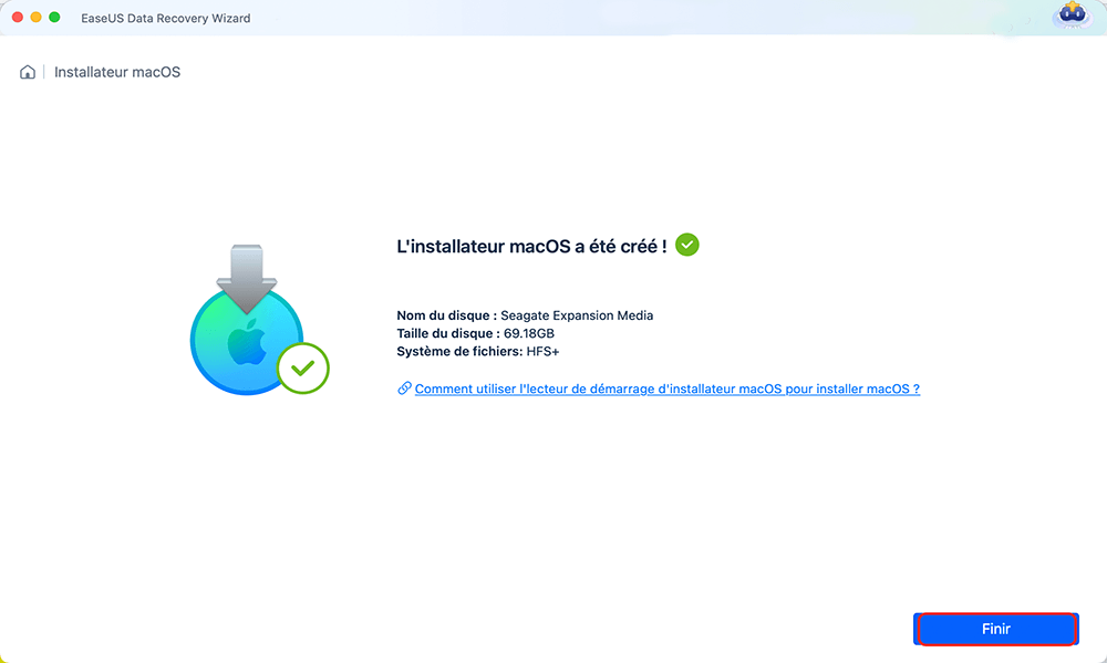 créer le lecteur de démarrage du programme d'installation de macOS