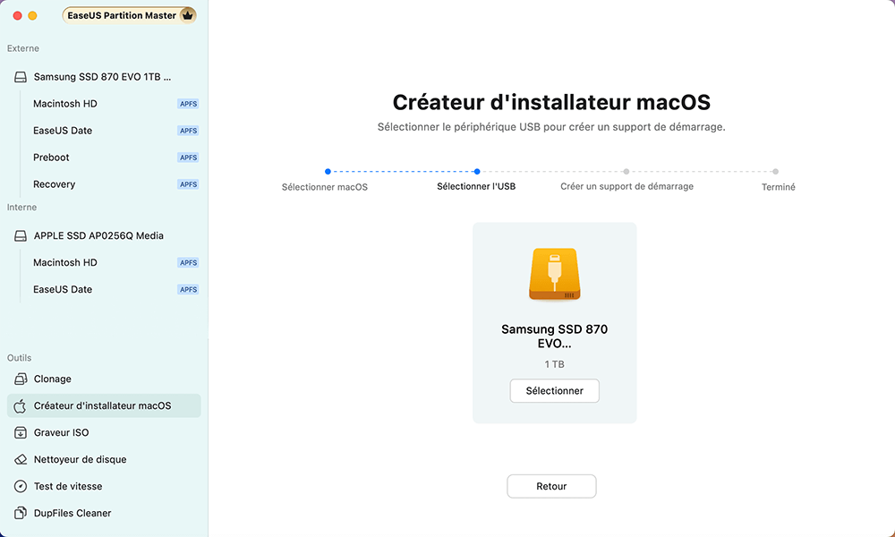 sélectionner le disque