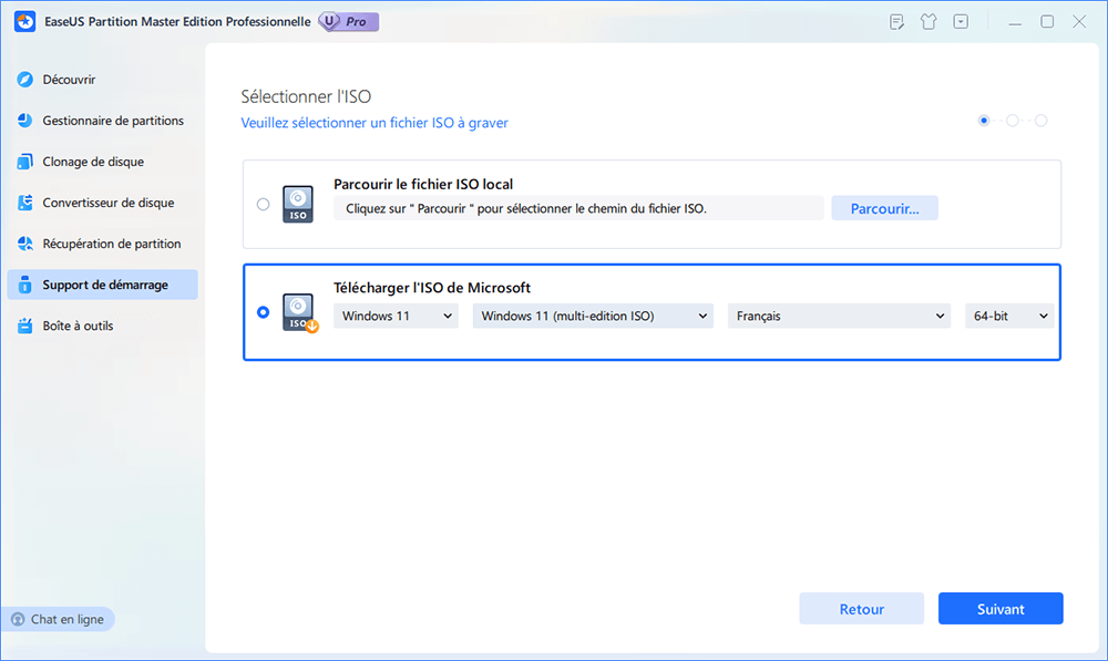 télécharger le fichier iso en utilisant EaseUS