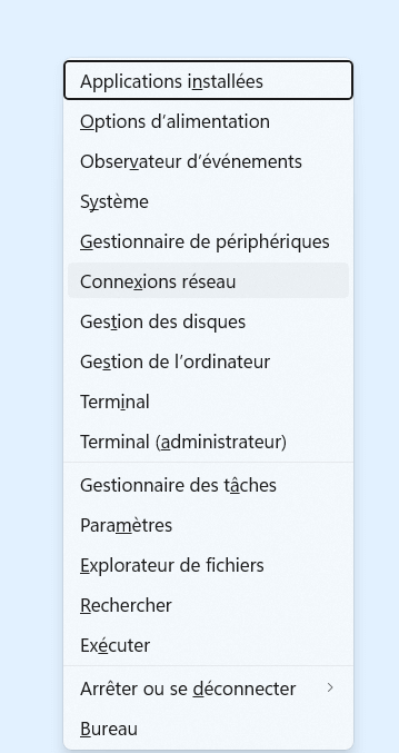 ouvrir le raccourci de la gestion des disques