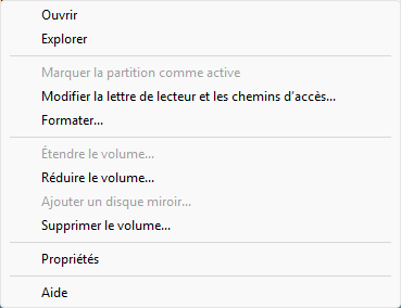 Cliquez avec le bouton droit sur une partition dans Gestion des disques Windows 11