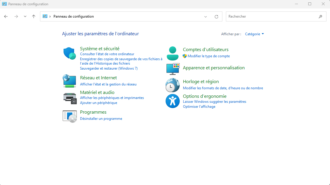 ouvrez la gestion des disques via le panneau de configuration 1