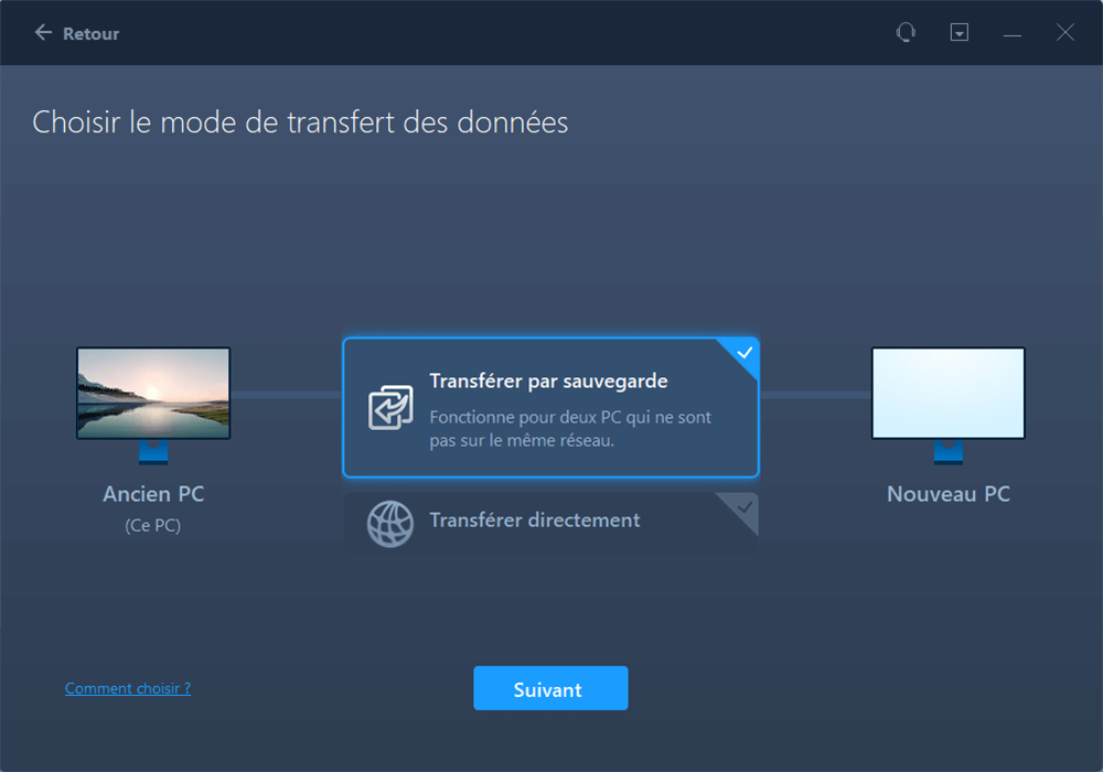 transfert via sauvegarde