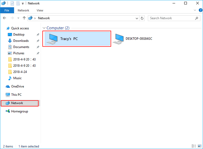 Accédez aux fichiers partagés via le lien partagé sur Windows 10.