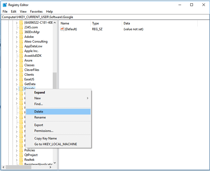 Correction de Chrome ne téléchargeant pas de fichiers - suppression de tous les dossiers Google