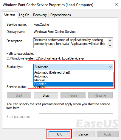 Désactivez le cache des polices de Windows.