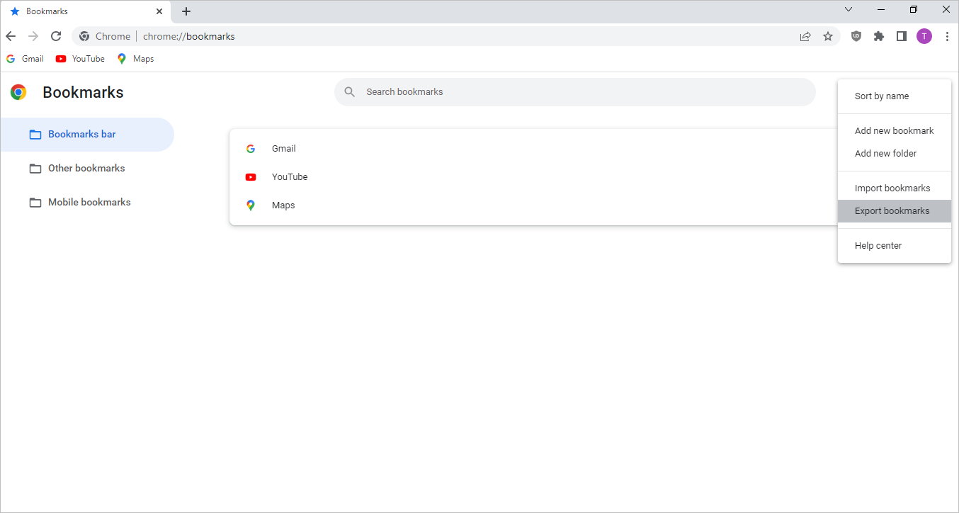 exportation de favoris