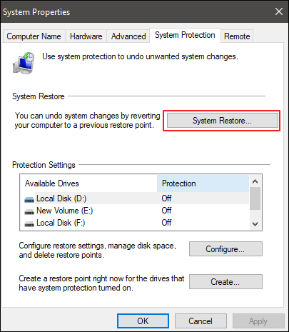 restauration du système