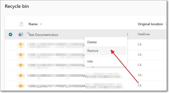 restaurer word onedrive