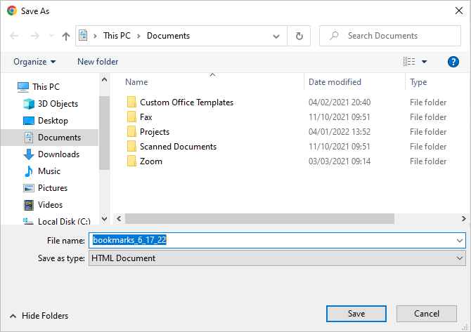 sauvegarder le signet