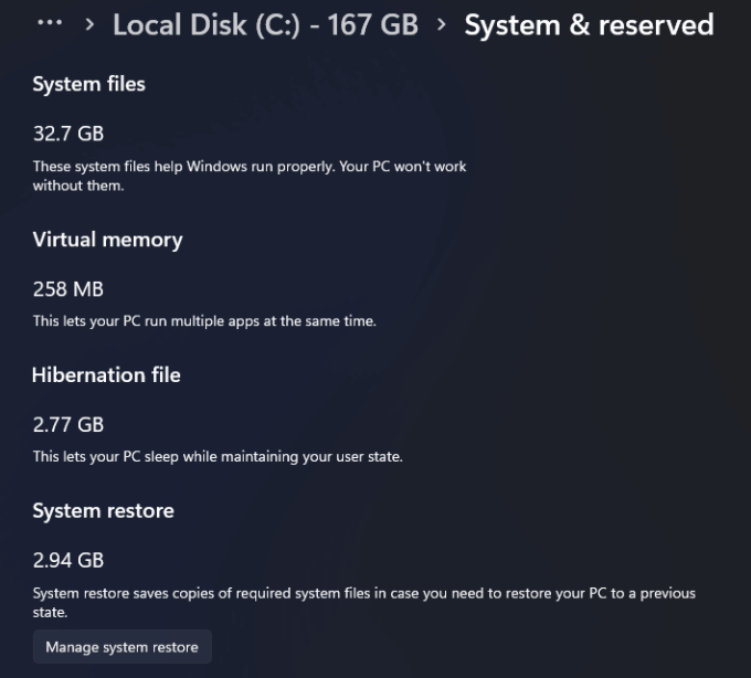 Taille de Windows 11 - système