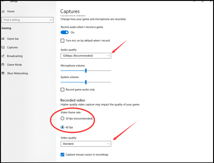 paramètres de la barre de jeu de la xbox pour wmp