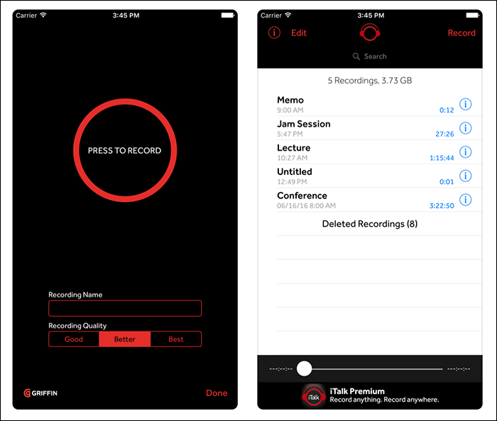 italk recorder pour iphone