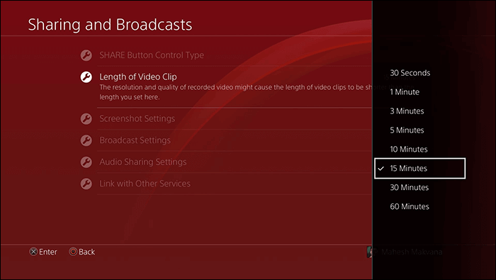 définir la durée de l'enregistrement