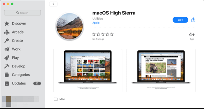 Recherchez le nom de macOS sur l'App Store