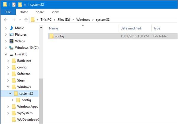 coller le dossier de configuration