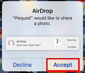 Photos AirDrop d'un iPhone à un autre