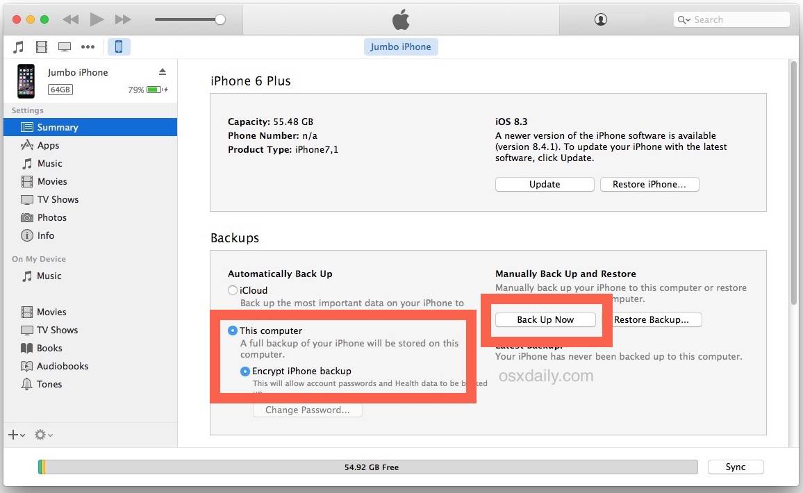 Sauvegarder l'iPad avec iTunes