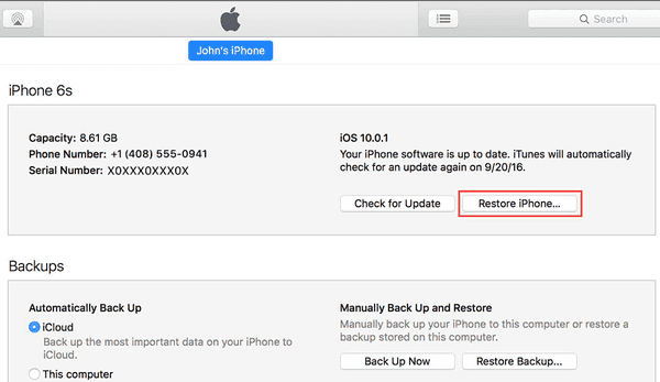 Restaurer l'iPad avec iTunes pour supprimer l'Apple ID
