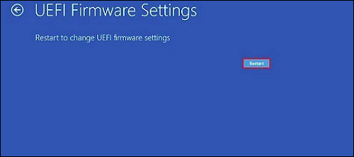 Redémarrer les paramètres du firmware UEFI