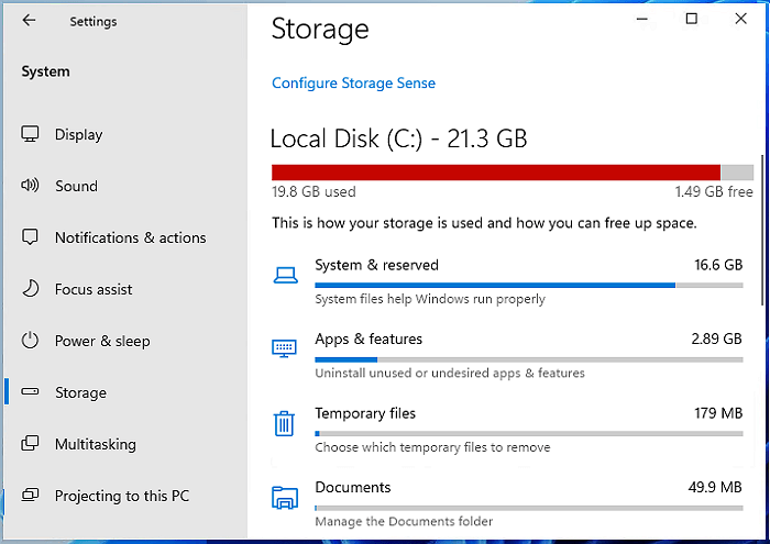 Vérifiez ce qui prend de la place