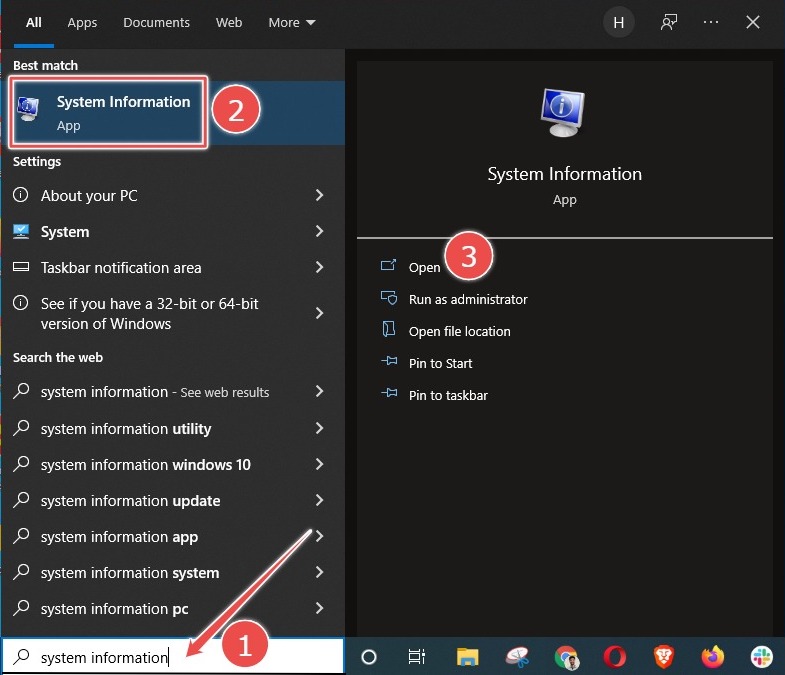 informations sur le système