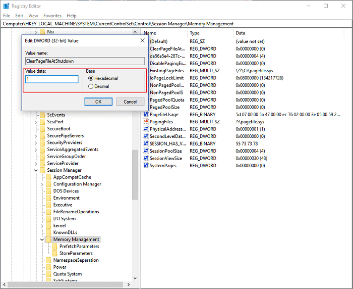 registry editor memory