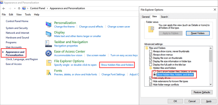 Afficher les fichiers cachés