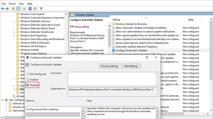 arrêter la mise à jour de windows 10 professional en cours