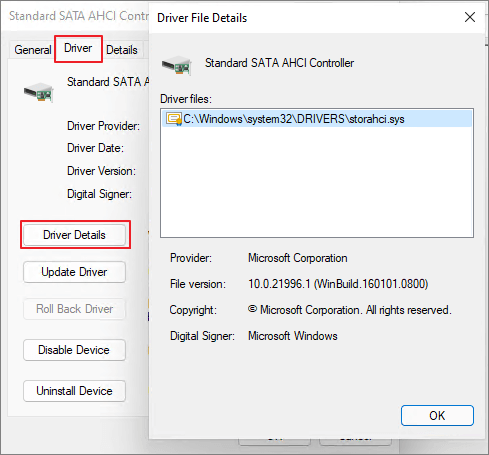 fichier storahci.sys