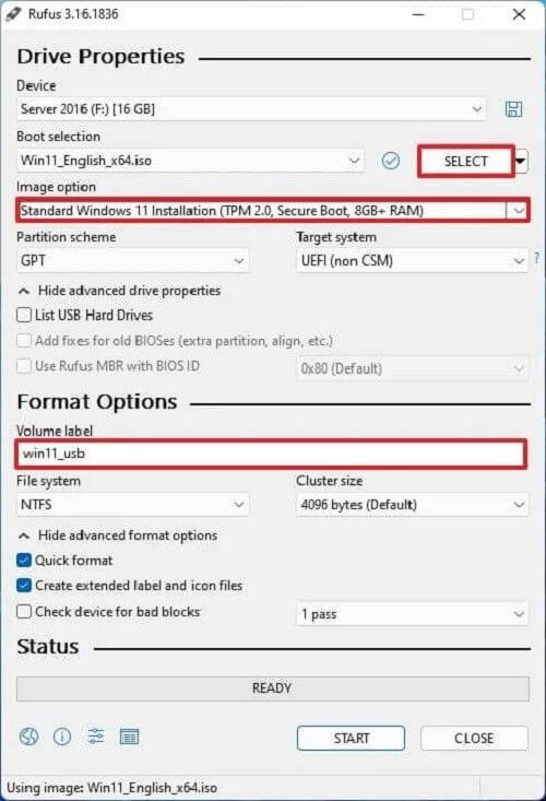 Installer windows 11 avec rufus