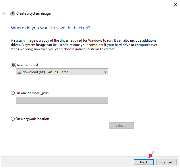 créer une image système étape 3