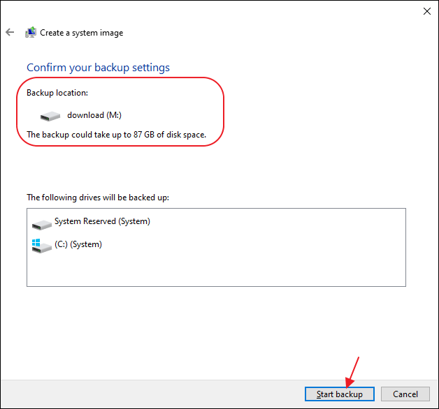 créer une image système étape 5
