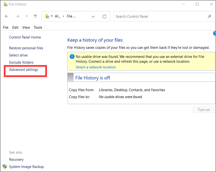 historique des fichiers ouverts paramètres avancés