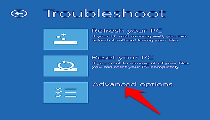 cliquer sur options avancées