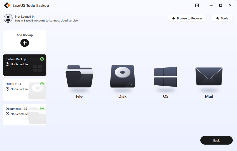 EaseUS Todo Backup sélectionner le contenu de la sauvegarde