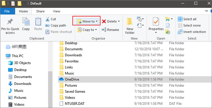 cliquez sur déplacer pour bouton
