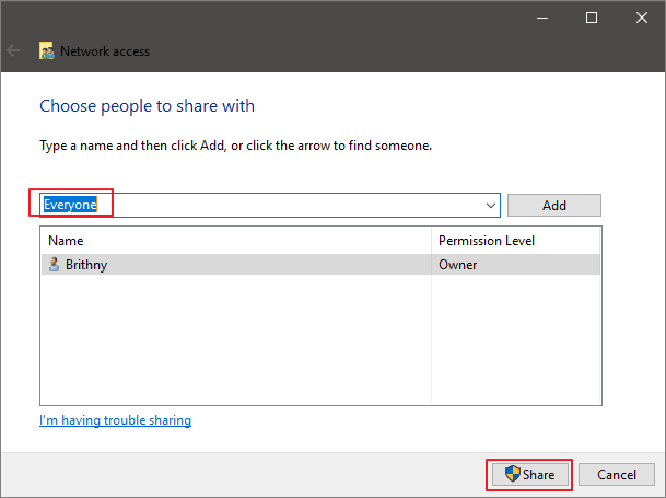 choisir les personnes avec qui partager