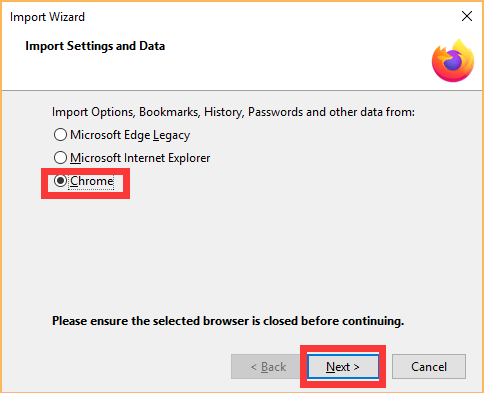 transférer les signets de chrome vers firefox -2