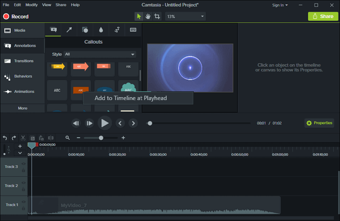 Ajouter une vidéo à la camtasia