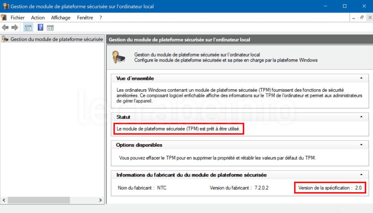 vérifier tpm est activé ou pas