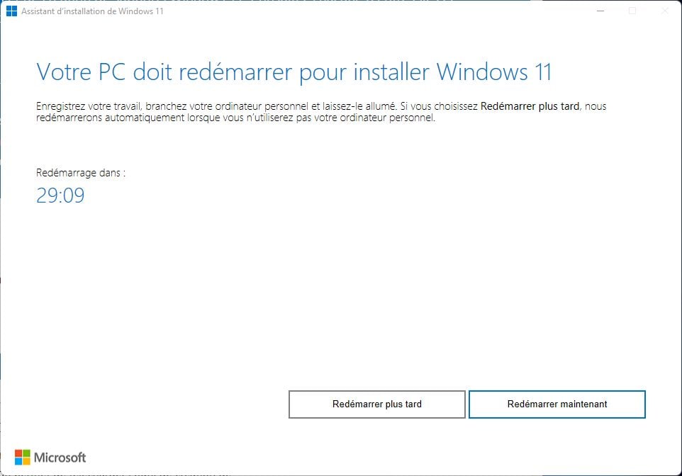 Redémarrer windows 11