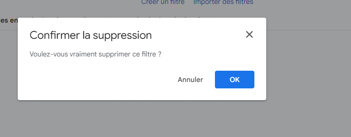 Supprimer le filtre pour restaurer les e-mails supprimés.