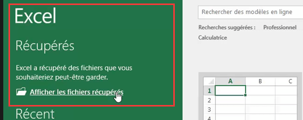Récupérer les fichiers Excel non sauvegardés des versions précédentes - 1