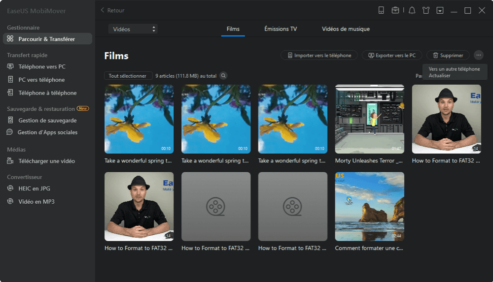 commencer à transférer des fichiers