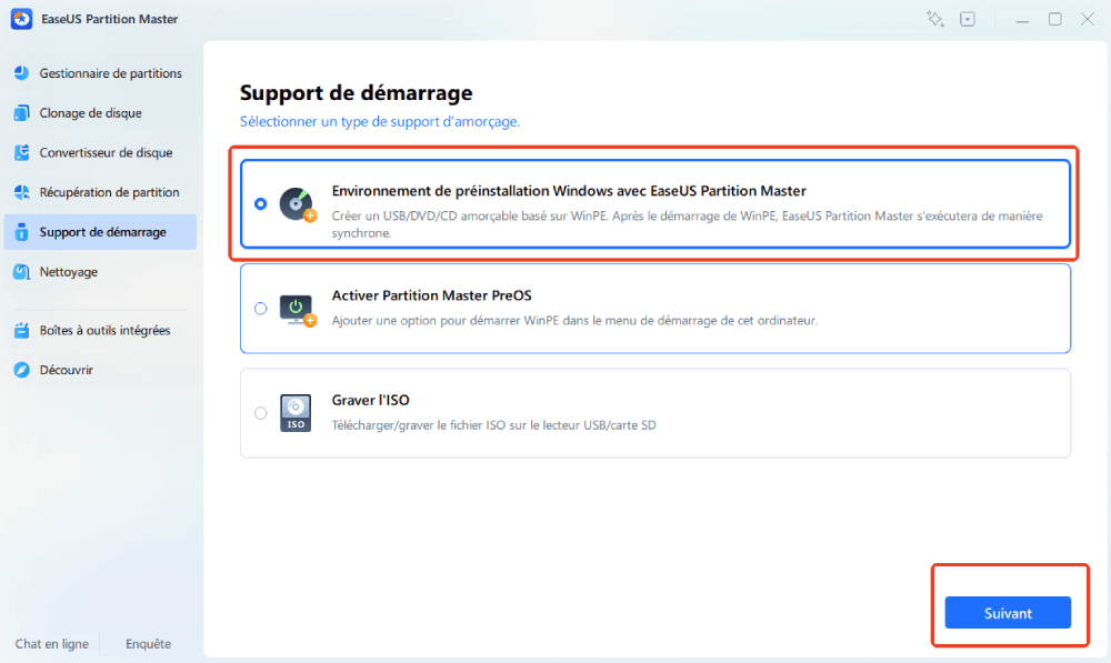 créer une partition de disque de démarrage maître Easeus
