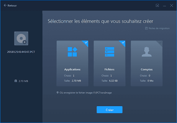sélectionner pour transférer l'antivirus