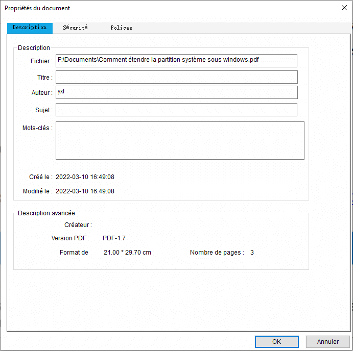 Afficher les polices intégrées