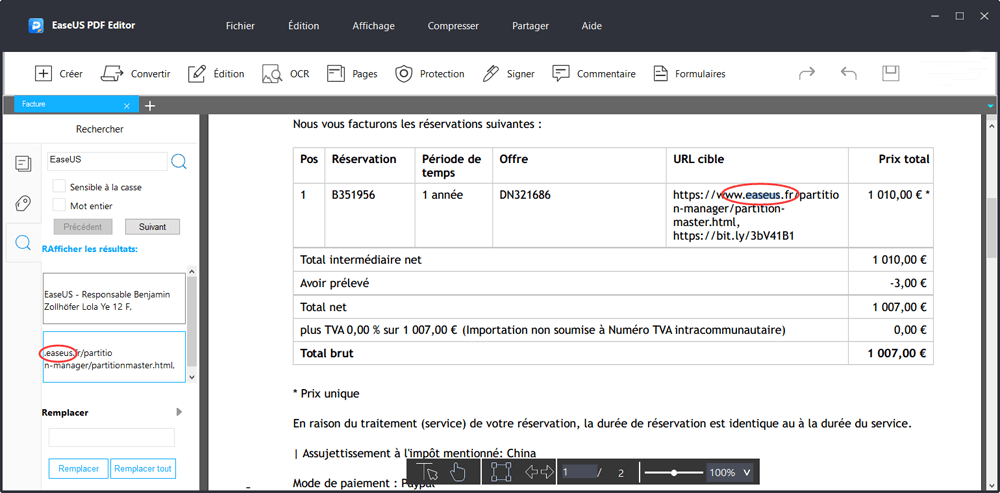 EaseUS Recherche PDF OCR