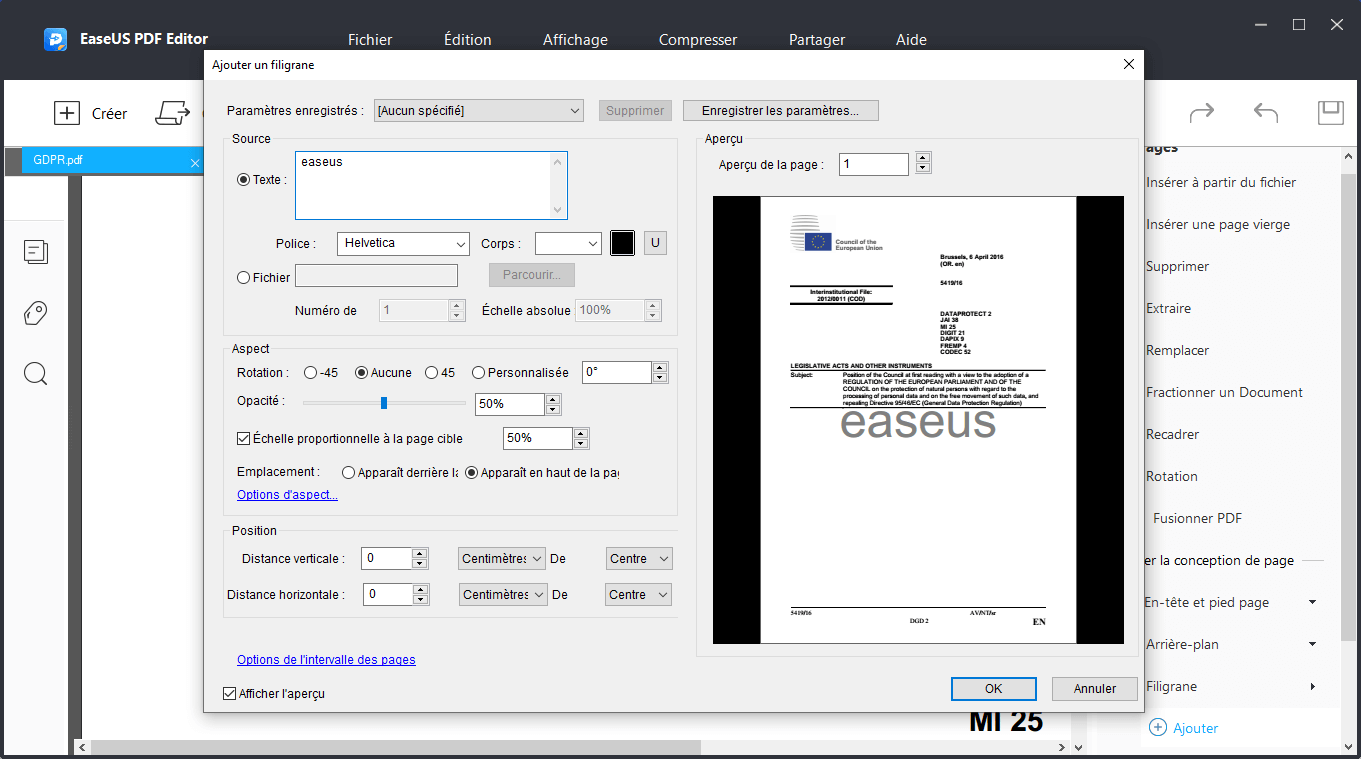 Comment Ajouter Un Filigrane Sur PDF Gratuitement - EaseUS